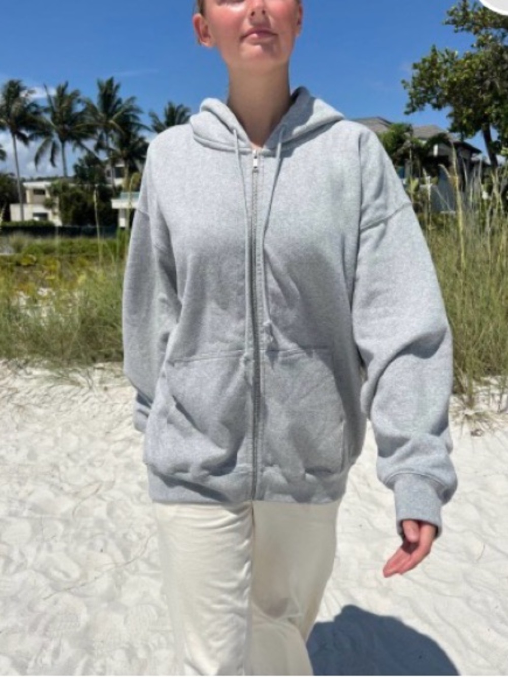 Brandy Melville Christy Oversized Crewneck Hoodie - Light Gray